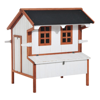 PawHut 43" Chicken Coop Wooden Chicken House Rabbit Hutch Raised Poultry Cage Portable Hen Pen Backyard With Nesting Box And Handles