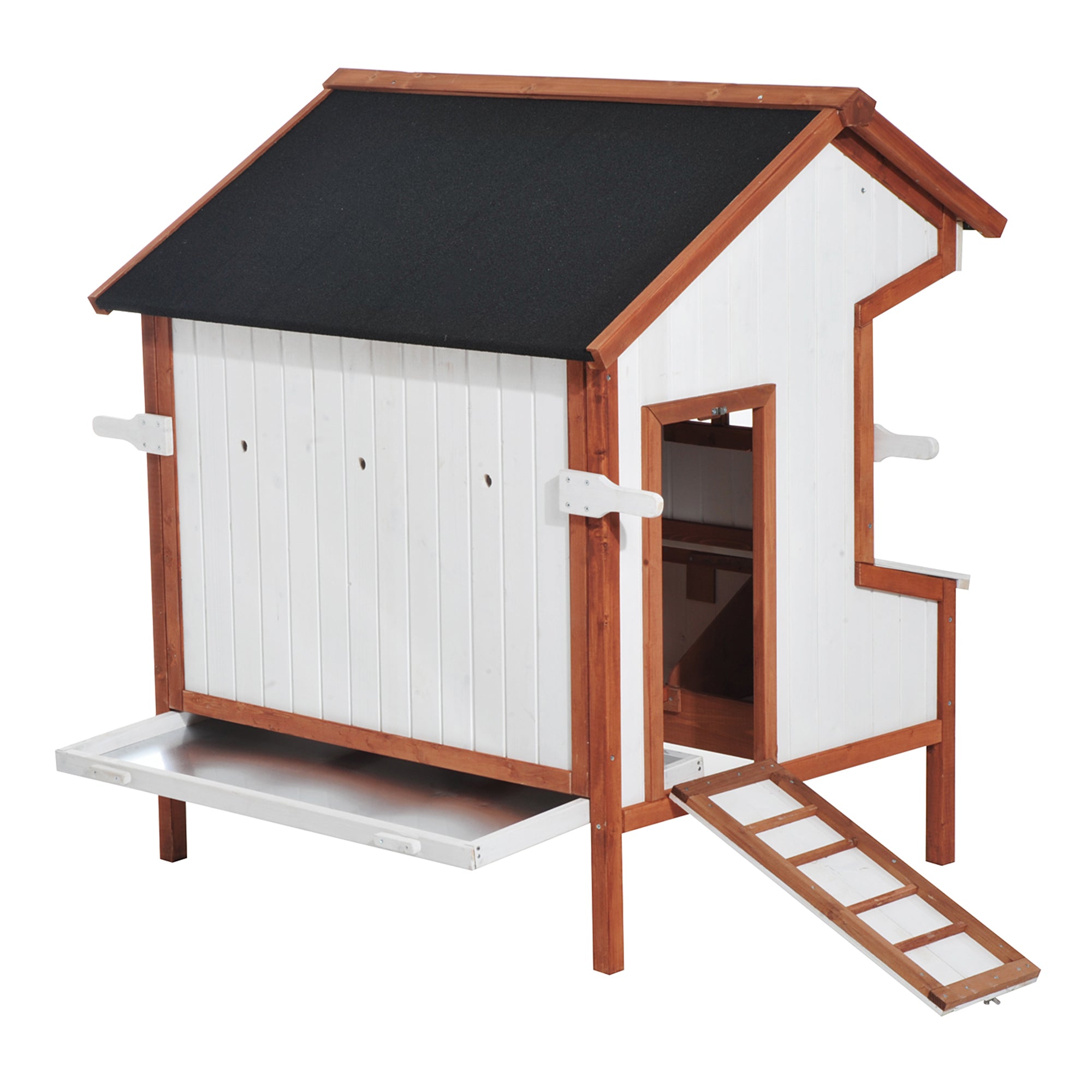 PawHut 43" Chicken Coop Wooden Chicken House Rabbit Hutch Raised Poultry Cage Portable Hen Pen Backyard With Nesting Box And Handles