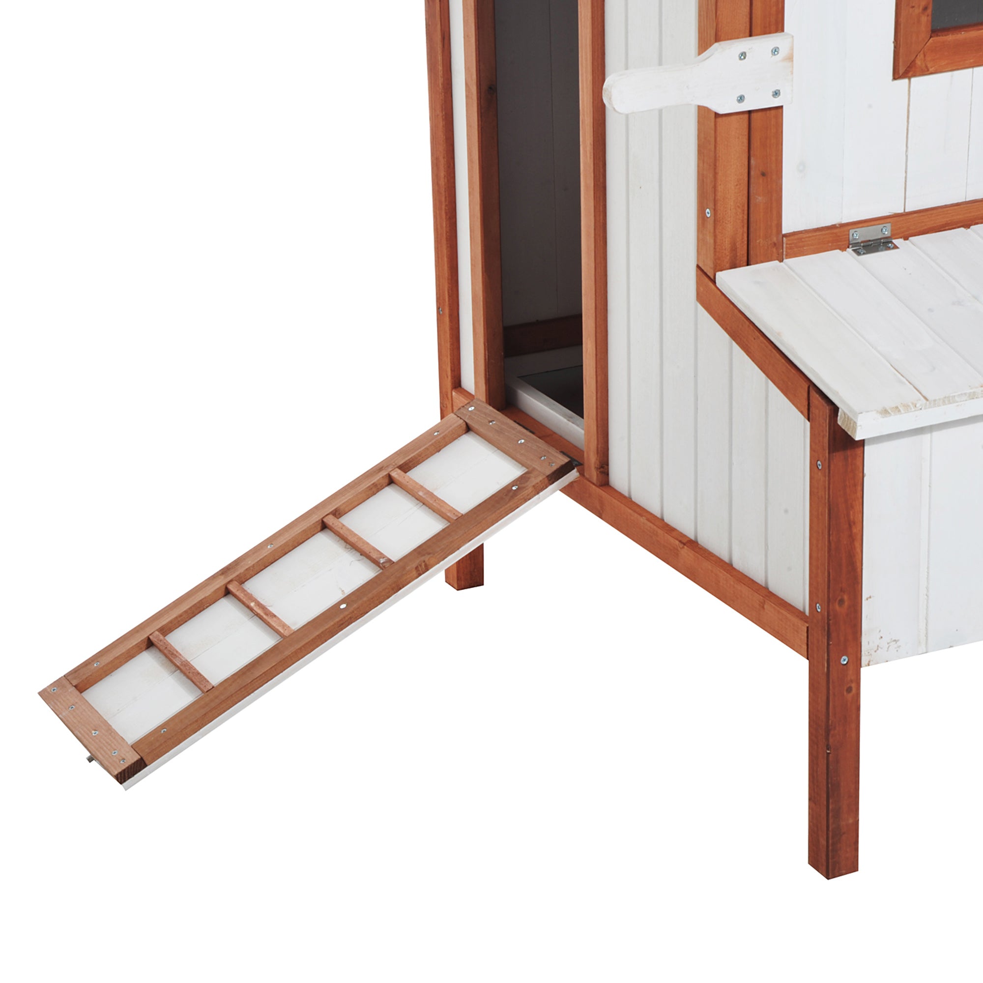 PawHut 43" Chicken Coop Wooden Chicken House Rabbit Hutch Raised Poultry Cage Portable Hen Pen Backyard With Nesting Box And Handles