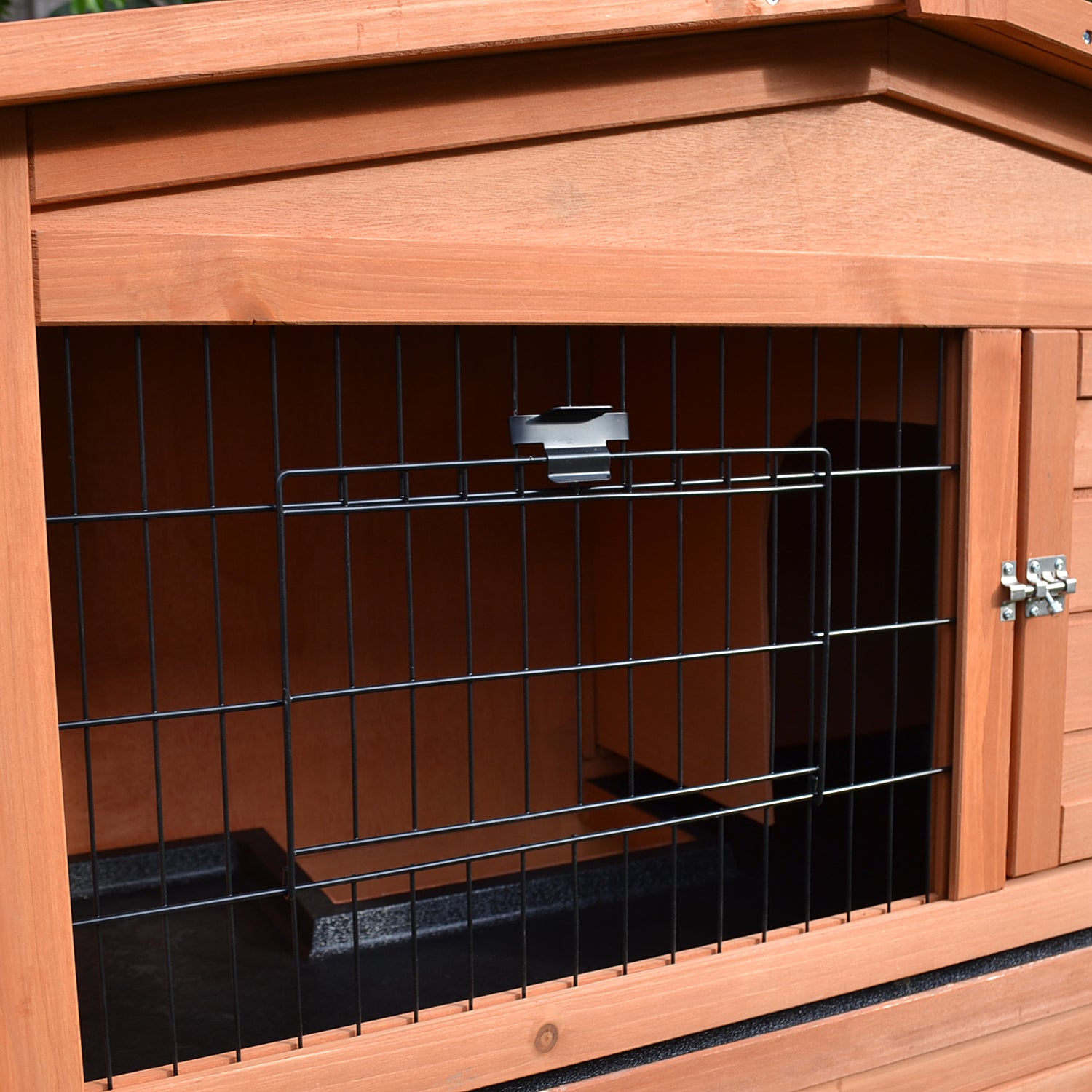 PawHut 2 Tier Rabbit Hutch Guinea Pig Hutch Ferret Cage with Ramp Slide Out Tray for Indoor Outdoor 39.6"L x 21.7"W x 39.8"H