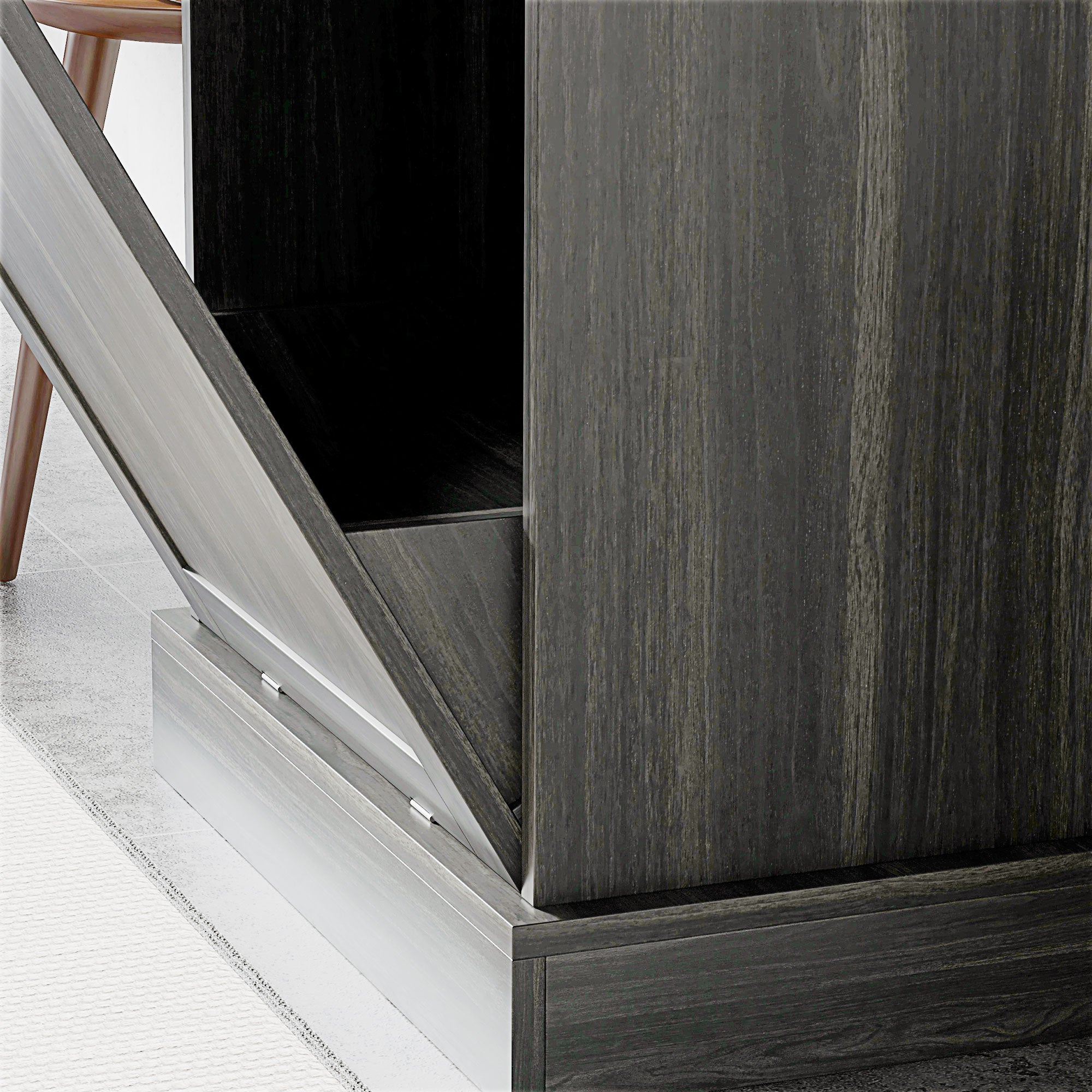 HOMCOM Tilt Out Trash Cabinet, Hidden Garbage Bin Cabinet with Drawer and Solid Wood Countertop, Free Standing Kitchen Trash Can Holder, Charcoal Grey