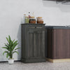 HOMCOM Tilt Out Trash Cabinet, Hidden Garbage Bin Cabinet with Drawer and Solid Wood Countertop, Free Standing Kitchen Trash Can Holder, Charcoal Grey