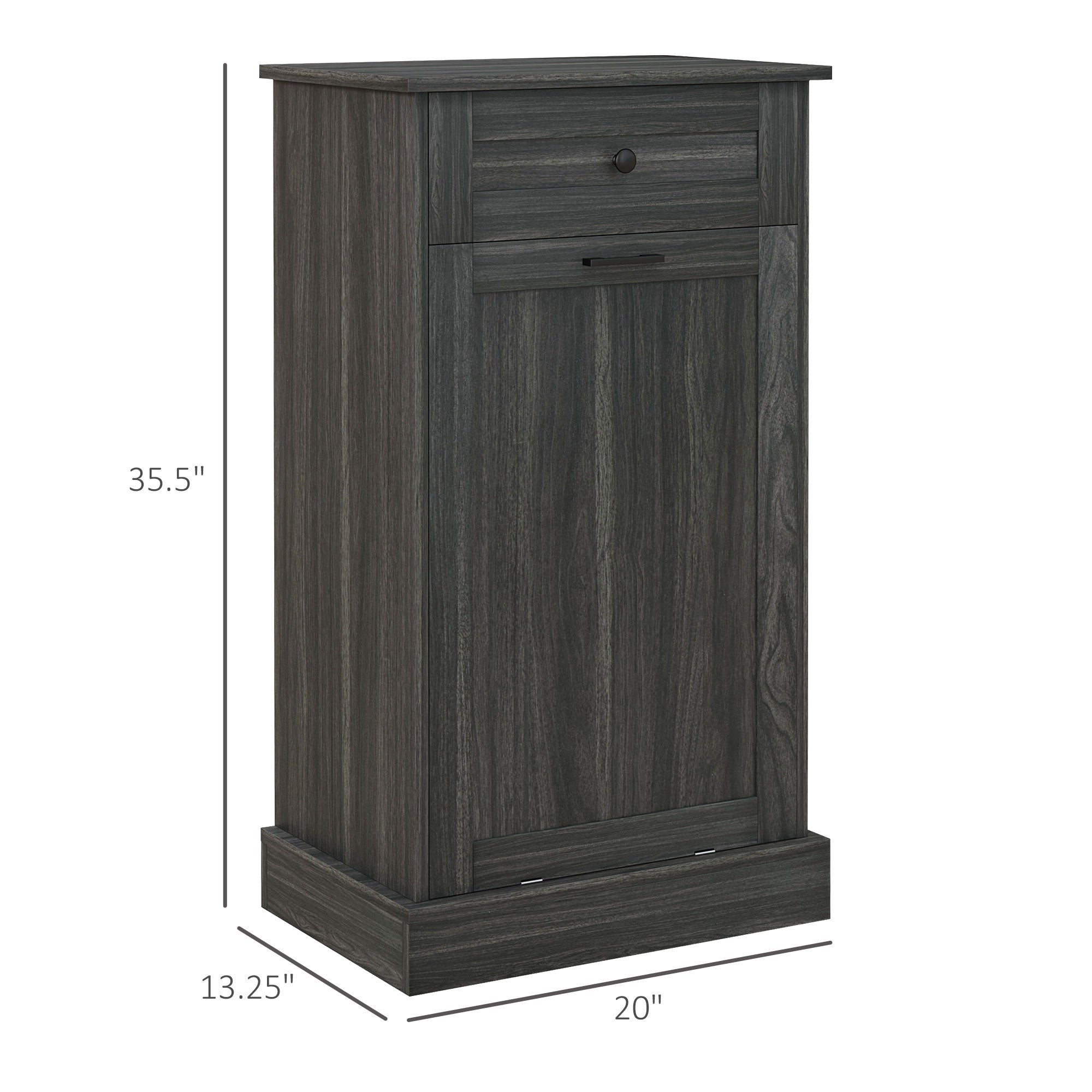HOMCOM Kitchen Tilt Out Trash Bin Cabinet Free Standing Recycling Cabinet Trash Can Holder With Drawer, Charcoal Gray