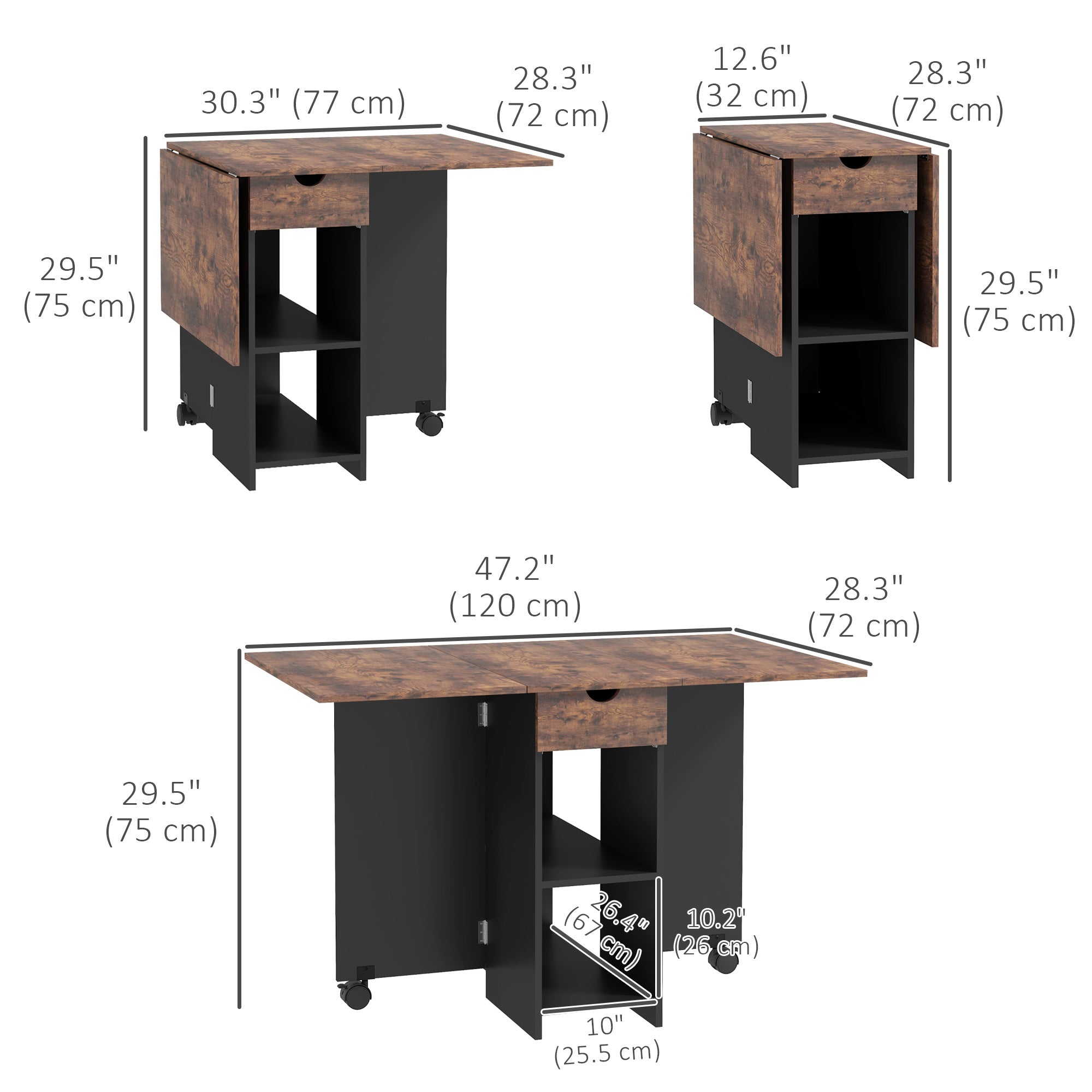 HOMCOM Folding Dining Table, 47