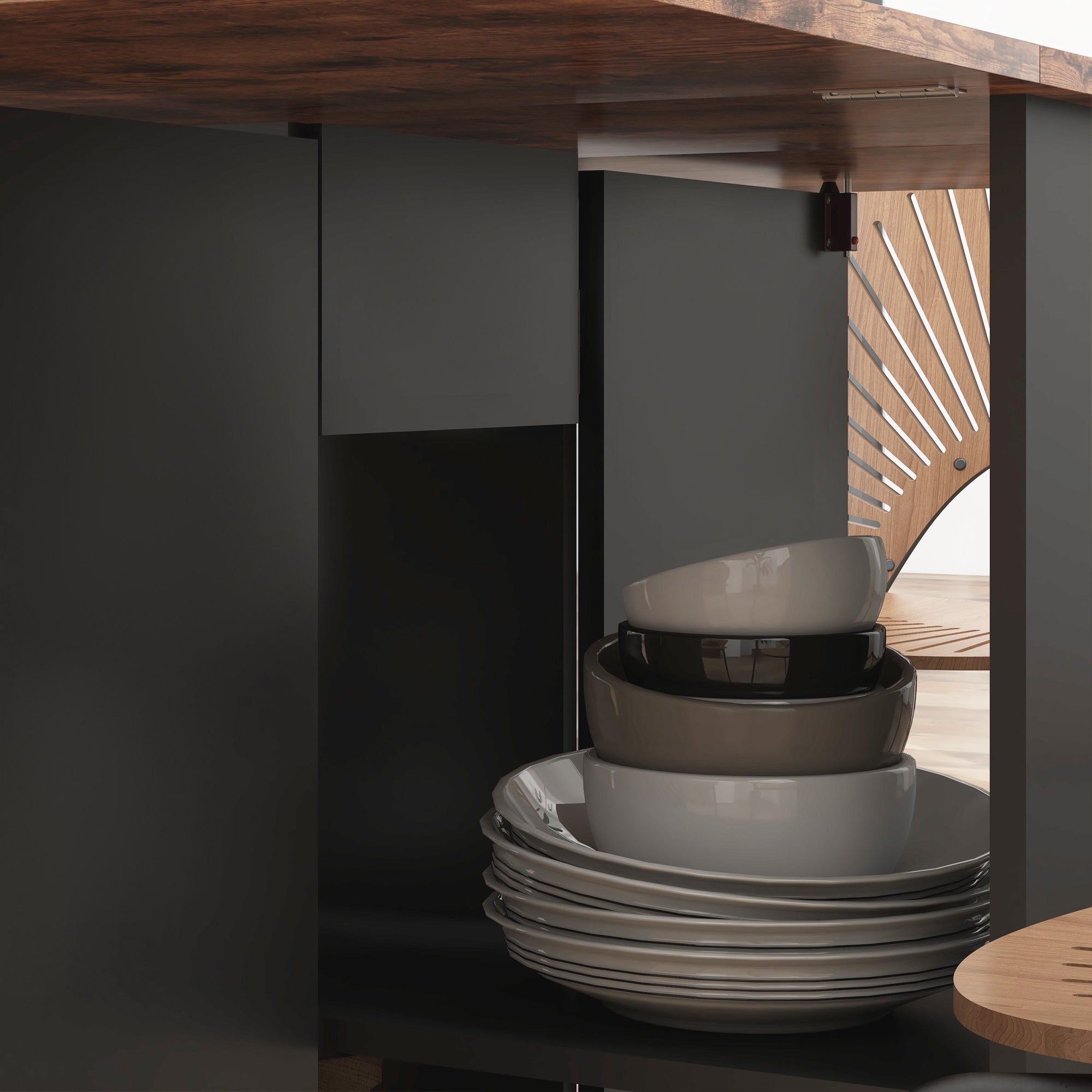 HOMCOM Folding Dining Table, 47" Drop Leaf Table for Small Spaces, Foldable Table with Drawer and Storage Shelves for Kitchen, Dining Room, Rustic Brown