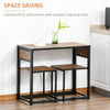 HOMCOM Dining Table Set for 2, Kitchen Table and Chairs for Small Space, Industrial Dining Set for Dining Room, Breakfast Nook, Rustic Brown