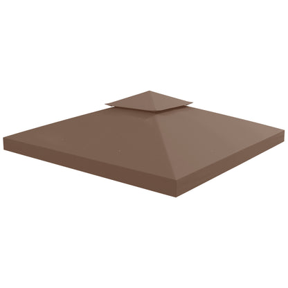 Outsunny 9.8' x 9.8' Square 2-Tier Gazebo Canopy Replacement Top Cover Outdoor Garden Sun Shade, Coffee