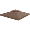 Outsunny 9.8' x 9.8' Square 2-Tier Gazebo Canopy Replacement Top Cover Outdoor Garden Sun Shade, Coffee
