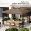 Outsunny 9.8' x 9.8' Square 2-Tier Gazebo Canopy Replacement Top Cover Outdoor Garden Sun Shade, Coffee