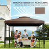 Outsunny 9.8' x 9.8' Square 2-Tier Gazebo Canopy Replacement Top Cover Outdoor Garden Sun Shade, Coffee