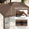 Outsunny 9.8' x 9.8' Square 2-Tier Gazebo Canopy Replacement Top Cover Outdoor Garden Sun Shade, Coffee