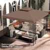 Outsunny 9.8' x 9.8' Square 2-Tier Gazebo Canopy Replacement Top Cover Outdoor Garden Sun Shade, Coffee
