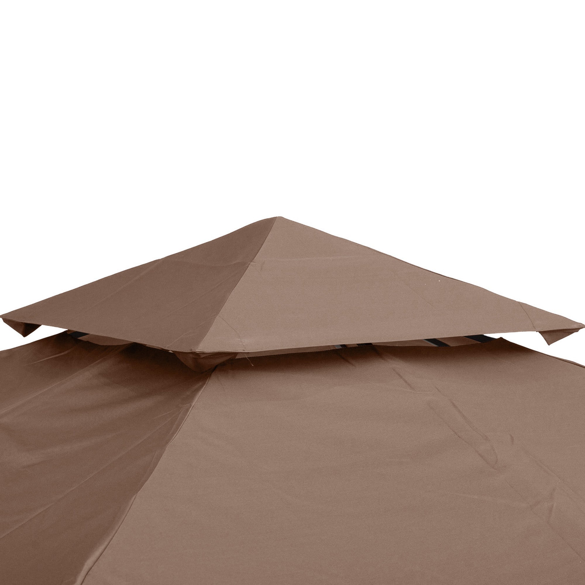 Outsunny 9.8' x 9.8' Square 2-Tier Gazebo Canopy Replacement Top Cover Outdoor Garden Sun Shade, Coffee