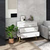 HOMCOM 3 Drawer Dresser, Chest of Drawers with Wood Legs and Handles for Living Room, White