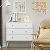 HOMCOM 3 Drawer Dresser, Chest of Drawers with Wood Legs and Handles for Living Room, White