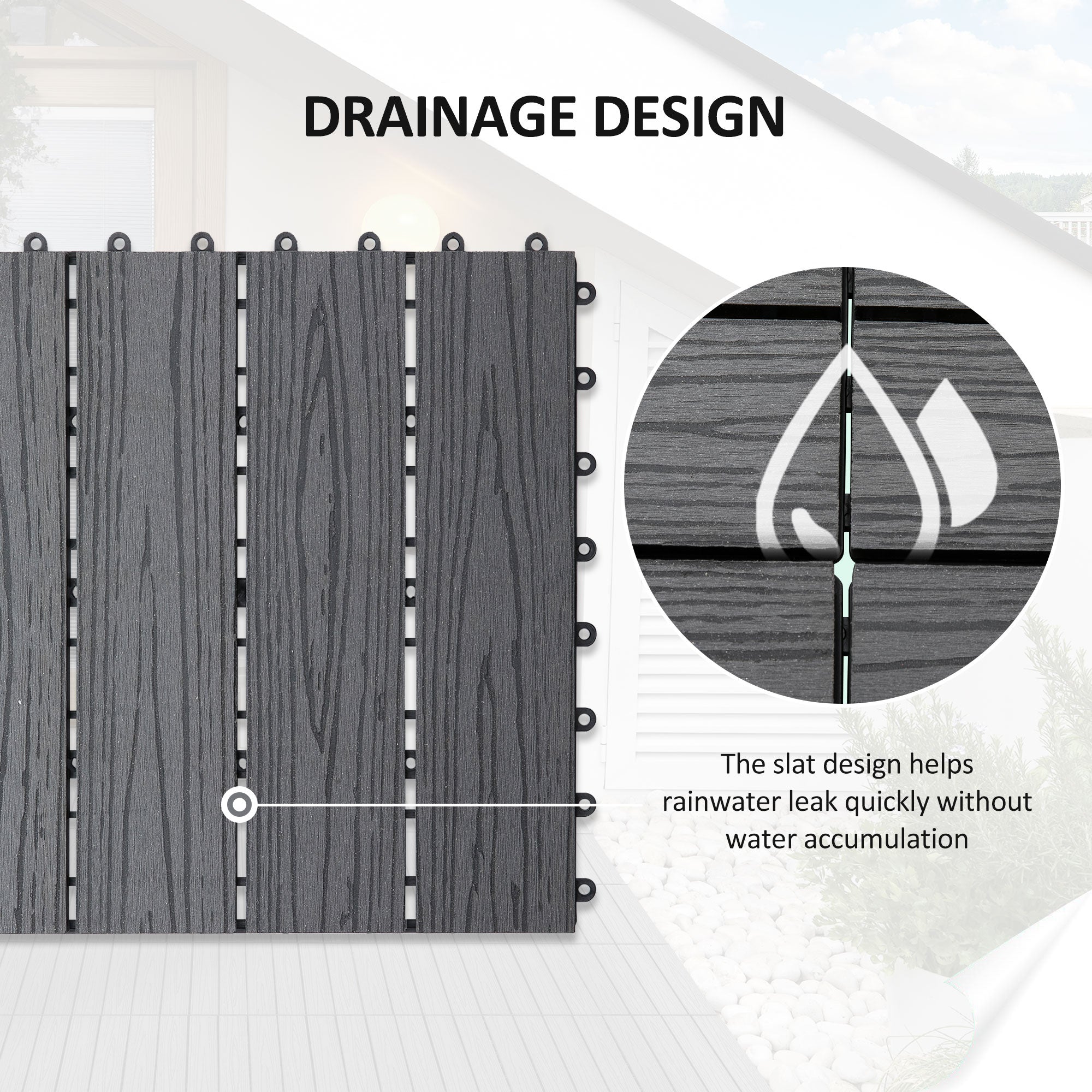 Outsunny WPC Interlocking Deck Tiles, 11 Pack 12