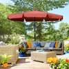 Outsunny 8.5 ft Outdoor Patio Umbrella with Tilt, Round Market Table Umbrella with Ruffles, Aluminium Pole, Crank, Top Vent for Garden, Backyard, Deck, Wine Red