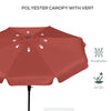 Outsunny 8.5 ft Outdoor Patio Umbrella with Tilt, Round Market Table Umbrella with Ruffles, Aluminium Pole, Crank, Top Vent for Garden, Backyard, Deck, Wine Red