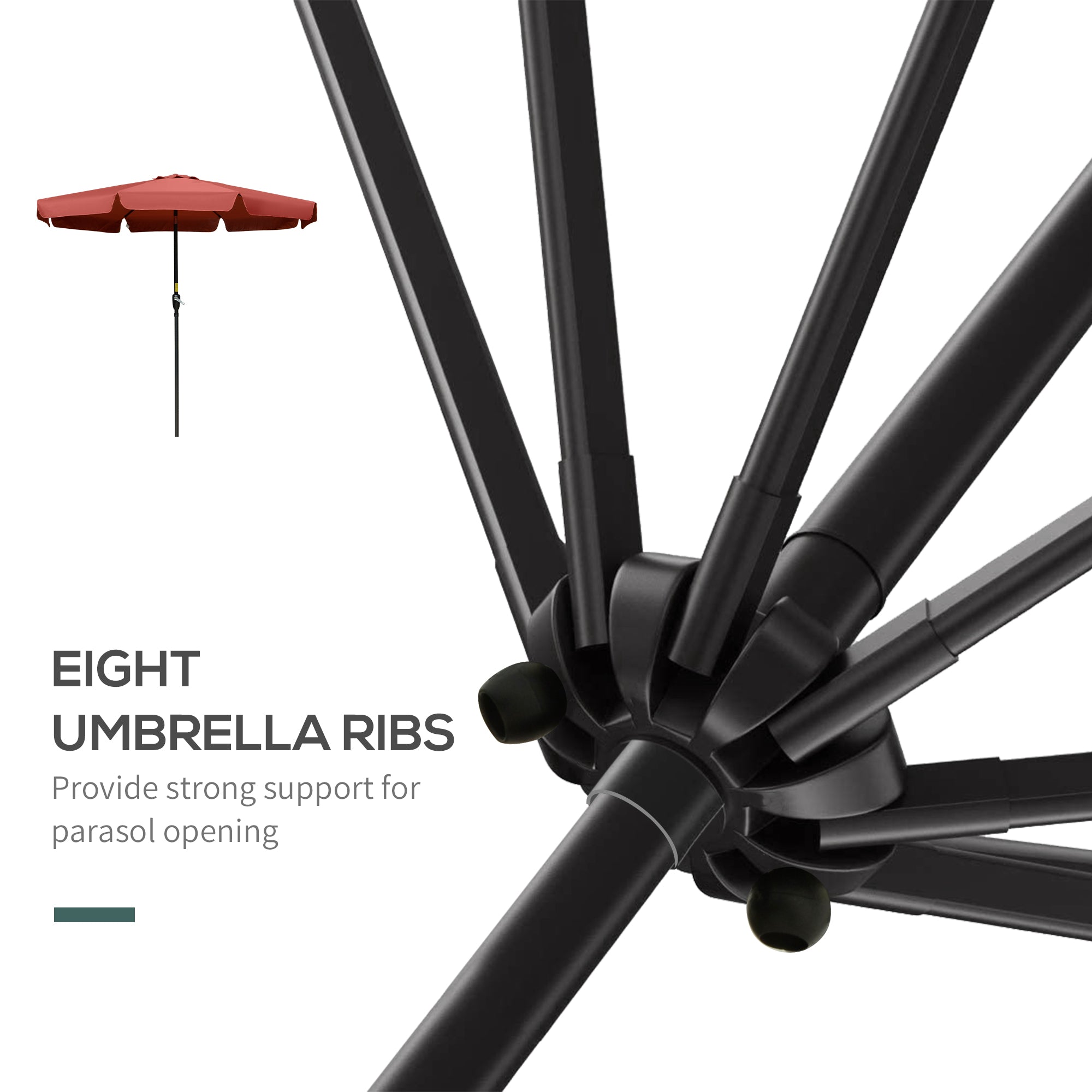 Outsunny 8.5 ft Outdoor Patio Umbrella with Tilt, Round Market Table Umbrella with Ruffles, Aluminium Pole, Crank, Top Vent for Garden, Backyard, Deck, Wine Red
