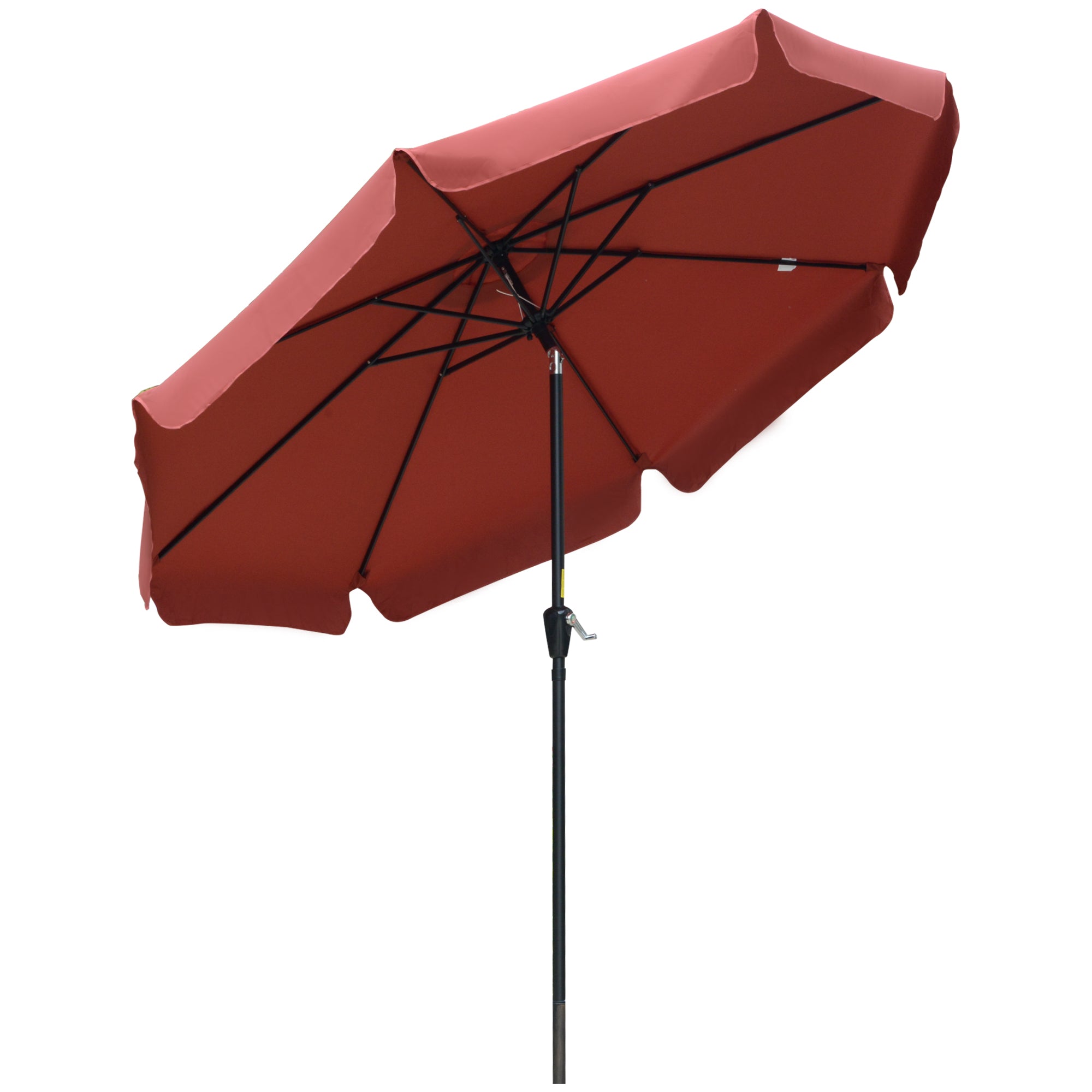 Outsunny 8.5 ft Outdoor Patio Umbrella with Tilt, Round Market Table Umbrella with Ruffles, Aluminium Pole, Crank, Top Vent for Garden, Backyard, Deck, Wine Red