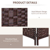 HOMCOM 3 Panels Room Divider, 6 Ft Tall Indoor Portable Folding Privacy Screens, Hand-Woven Double Hinged Freestanding Partition Wall Divider for Home Office, Brown