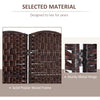 HOMCOM 3 Panels Room Divider, 6 Ft Tall Indoor Portable Folding Privacy Screens, Hand-Woven Double Hinged Freestanding Partition Wall Divider for Home Office, Brown