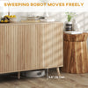 HOMCOM 47" Sideboard Buffet Cabinet with Storage, Modern Fluted Coffee Bar Cabinet with Adjustable Shelves and Wood Legs, Kitchen Storage Cabinet, Oak