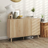 HOMCOM 47" Sideboard Buffet Cabinet with Storage, Modern Fluted Coffee Bar Cabinet with Adjustable Shelves and Wood Legs, Kitchen Storage Cabinet, Oak