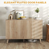 HOMCOM 47" Sideboard Buffet Cabinet with Storage, Modern Fluted Coffee Bar Cabinet with Adjustable Shelves and Wood Legs, Kitchen Storage Cabinet, Oak