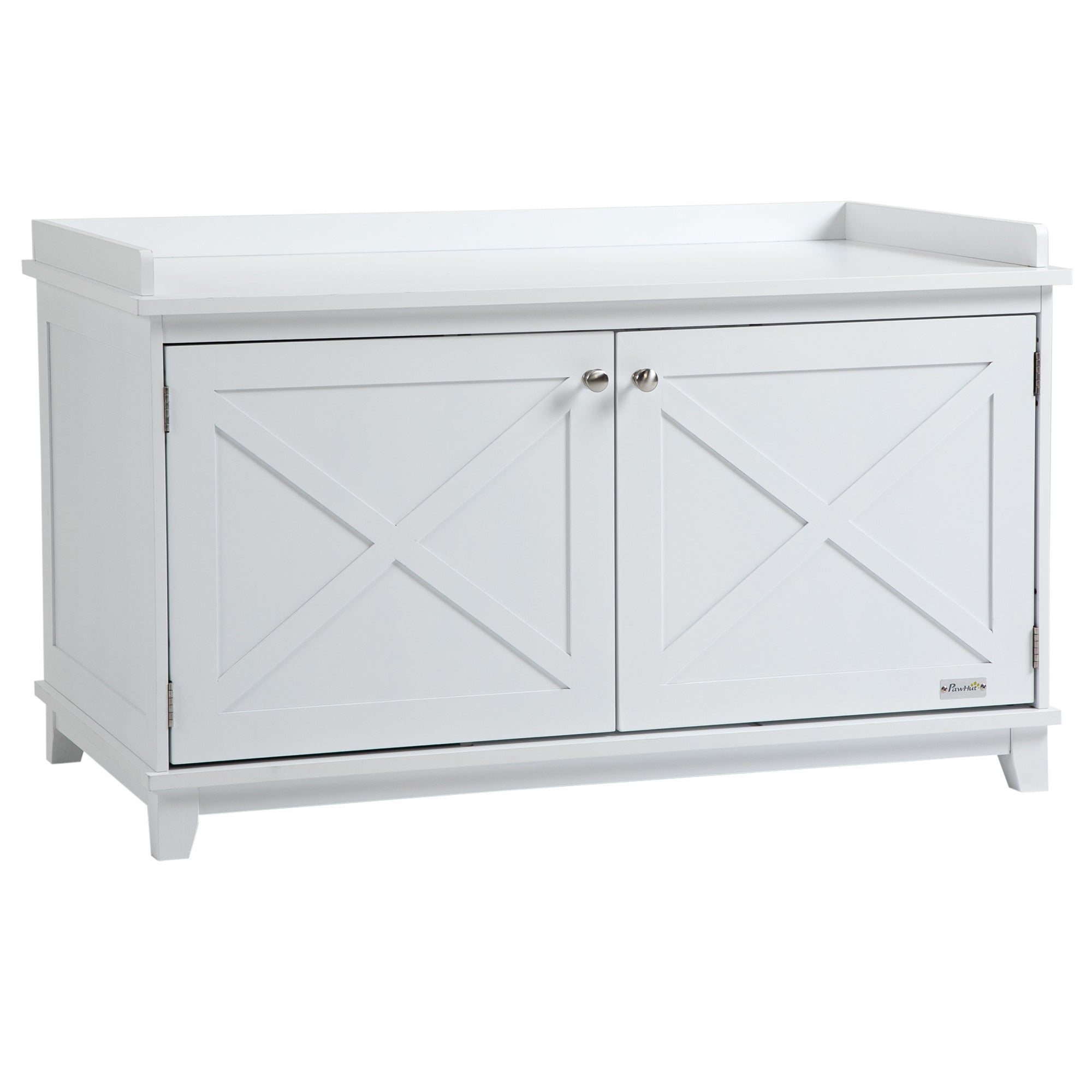 PawHut Cat Litter Box Enclosure with Spacious Top and Interior, Large Cat Litter House End Table for Indoor Cats with Hidden Storage Cabinet Space
