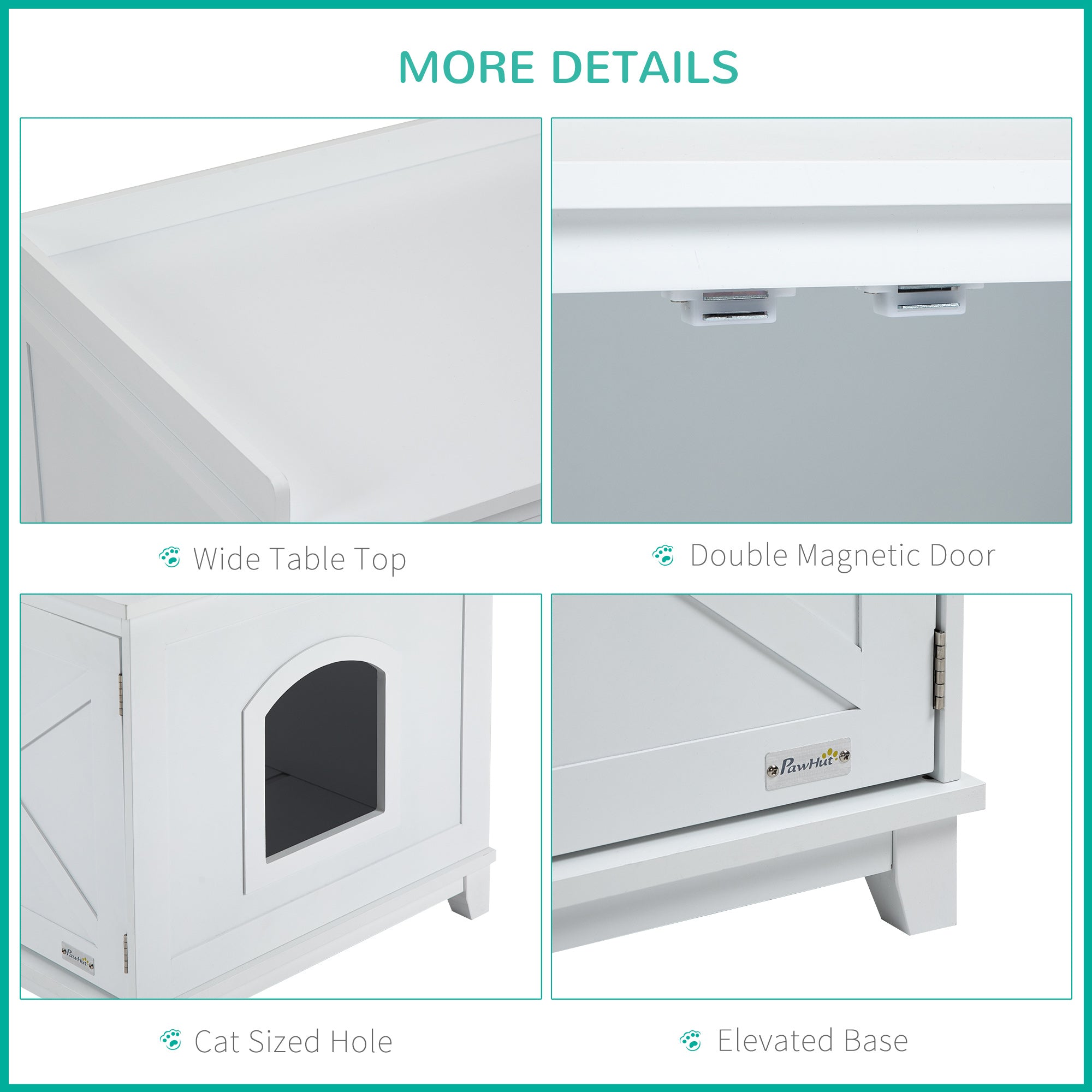 PawHut Cat Litter Box Enclosure with Spacious Top and Interior, Large Cat Litter House End Table for Indoor Cats with Hidden Storage Cabinet Space
