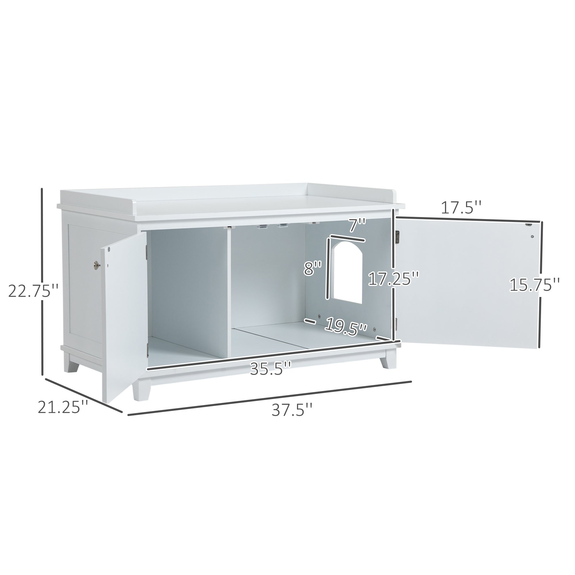 PawHut Cat Litter Box Enclosure with Spacious Top and Interior, Large Cat Litter House End Table for Indoor Cats with Hidden Storage Cabinet Space