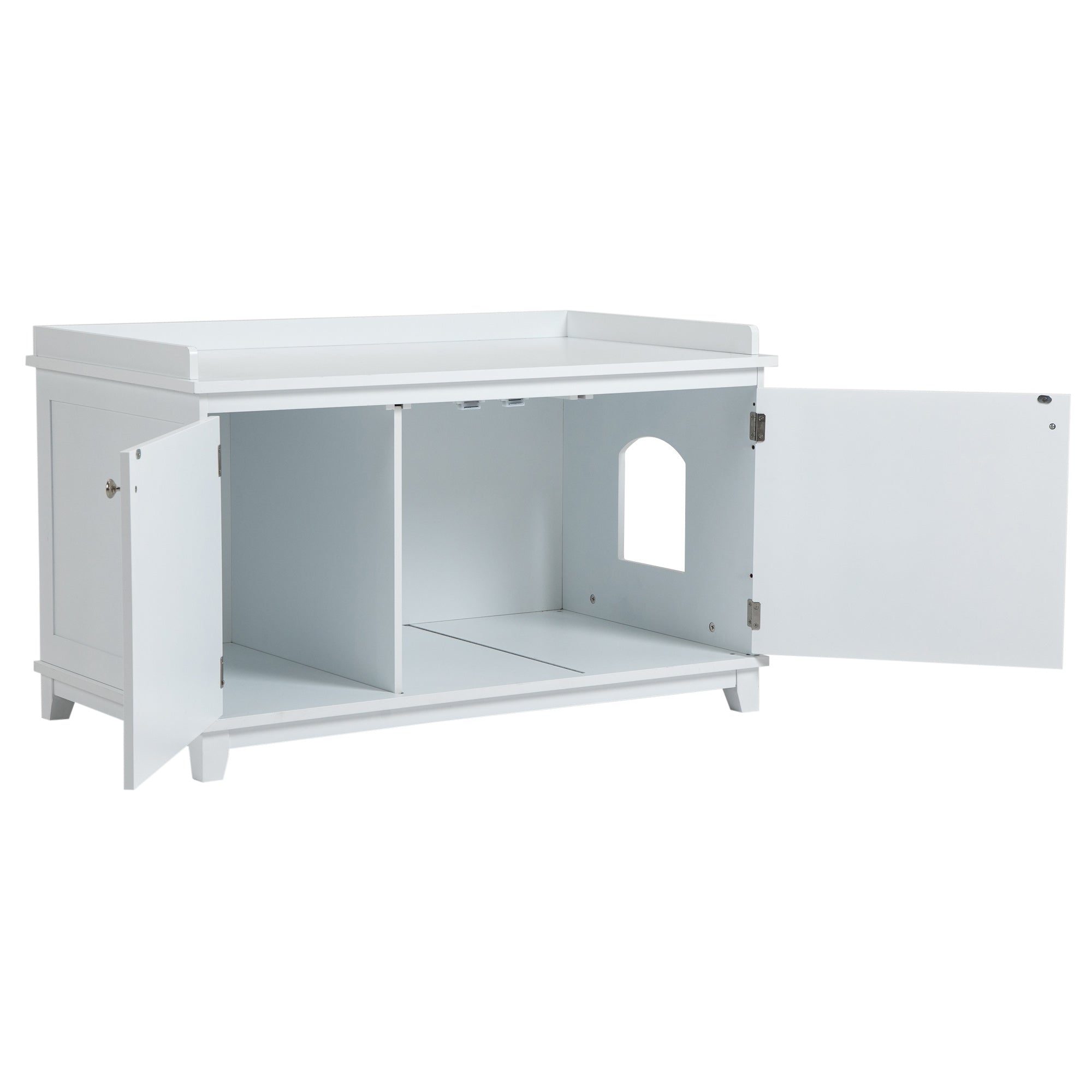 PawHut Cat Litter Box Enclosure with Spacious Top and Interior, Large Cat Litter House End Table for Indoor Cats with Hidden Storage Cabinet Space
