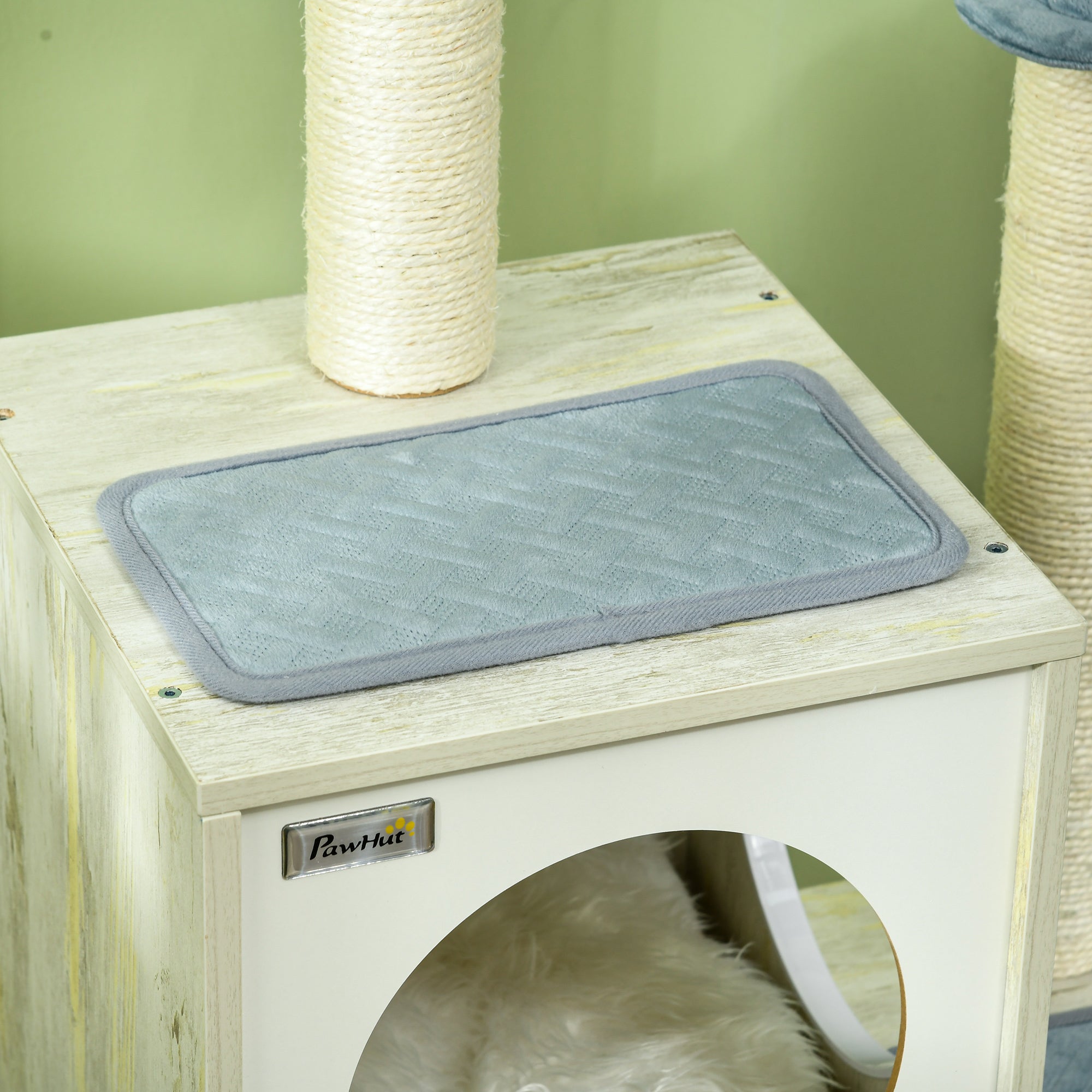 PawHut Cat Tree for Indoor Cats Cat Tower with Scratching Post Hammock Hanging Toy - Blue