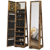 HOMCOM 360° Swivel Jewelry Cabinet, Mirror Armoire, Full Length Mirror, Lockable Jewelry Organizer with Built-In Small Mirror, Rustic Brown