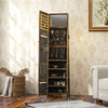 HOMCOM 360° Swivel Jewelry Cabinet, Mirror Armoire, Full Length Mirror, Lockable Jewelry Organizer with Built-In Small Mirror, Rustic Brown