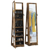 HOMCOM 360° Swivel Jewelry Cabinet, Mirror Armoire, Full Length Mirror, Lockable Jewelry Organizer with Built-In Small Mirror, Rustic Brown