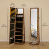 HOMCOM 360° Swivel Jewelry Cabinet, Mirror Armoire, Full Length Mirror, Lockable Jewelry Organizer with Built-In Small Mirror, Rustic Brown