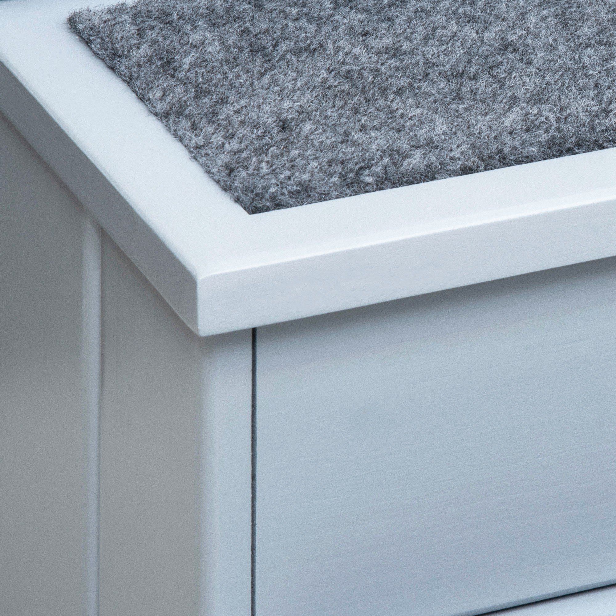 PawHut Pet Steps 3-Step Dog Stairs for Small Dogs Cats and Wooden Ramp with Storage Box Carpet Tread, Grey