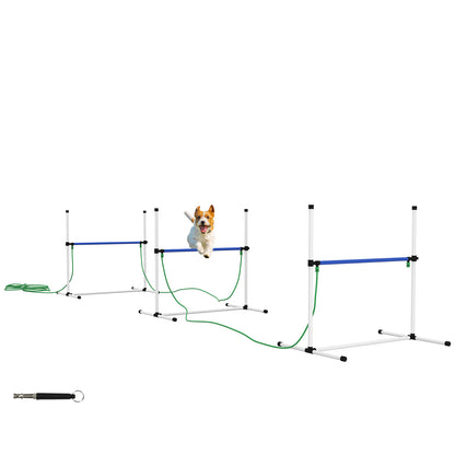 PawHut 4PCs Dog Agility Equipment Set with Adjustable Height Hurdles, Spray Water Tube, Whistle, Carry Bag, Dog Agility Kit for Backyard, Garden, Outdoor, White
