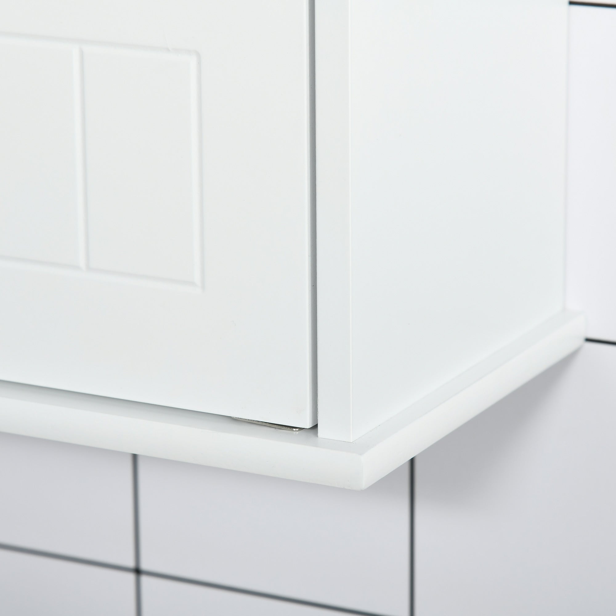 kleankin Medicine Cabinet with Mirror, Bathroom Wall Cabinet with 2 Mirrored Doors, 2 Modern Doors and Adjustable Shelf, White