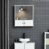 kleankin Medicine Cabinet with Mirror, Bathroom Wall Cabinet with 2 Mirrored Doors, 2 Modern Doors and Adjustable Shelf, White