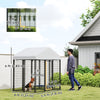 PawHut 6' x 4' x 6' Outdoor Dog Kennel, Lockable Dog Run Crate with Waterproof UV-Resistant Cover, Welded Wire Steel Fence for Medium and Small Dogs, Silver