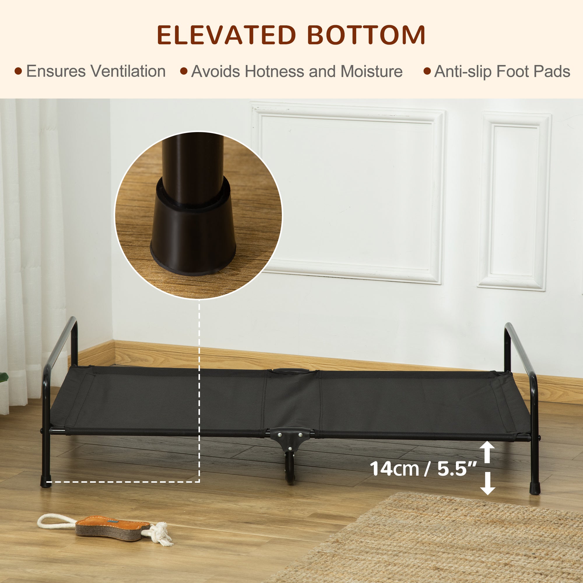 PawHut Elevated Dog Bed, Outdoor Dog Cot, Pet Mat, with Soft Cushion, Breathable Mesh, Washable Cover, for Extra Large-Sized Dog, Grey