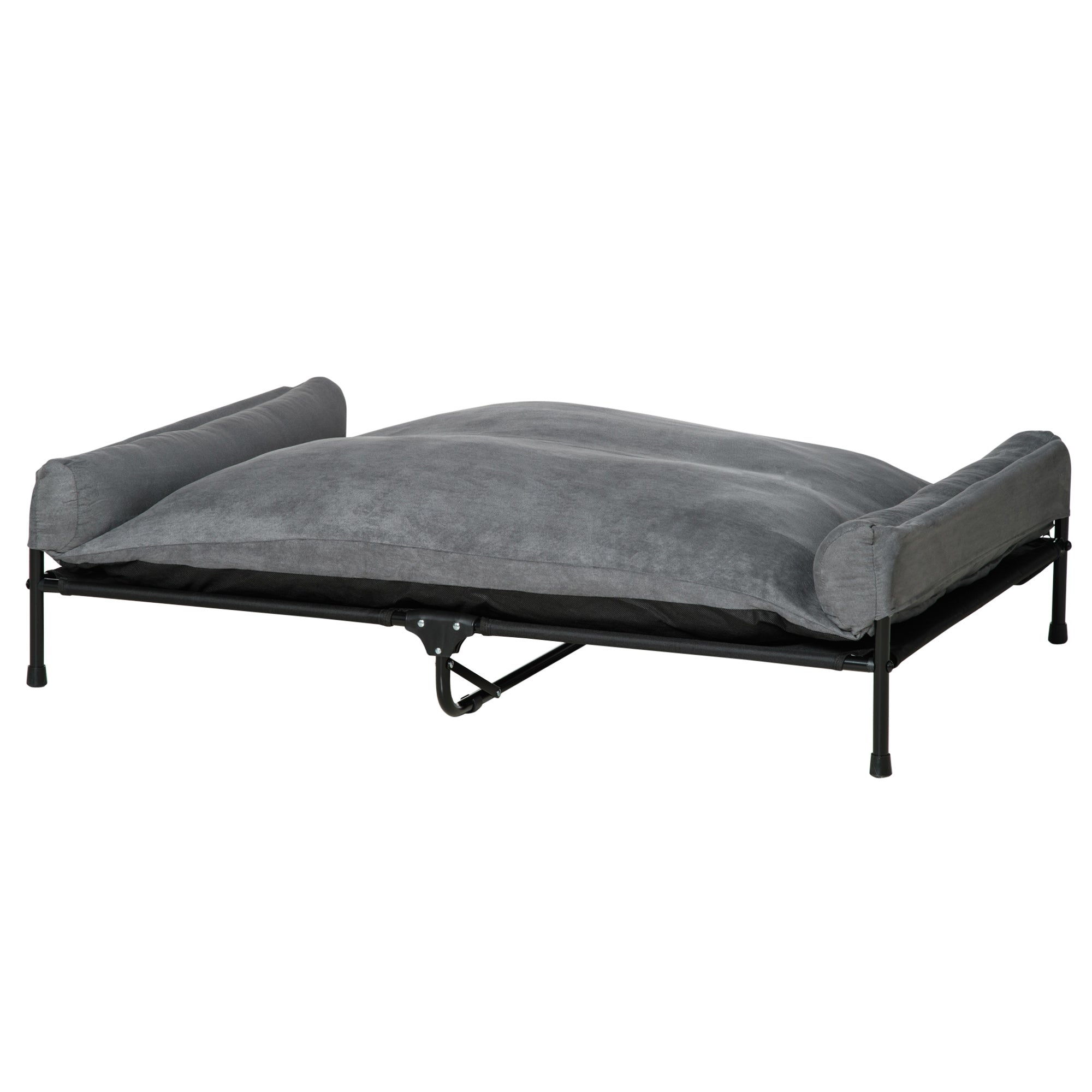 PawHut Elevated Dog Bed, Outdoor Dog Cot, Pet Mat, with Soft Cushion, Breathable Mesh, Washable Cover, for Extra Large-Sized Dog, Grey