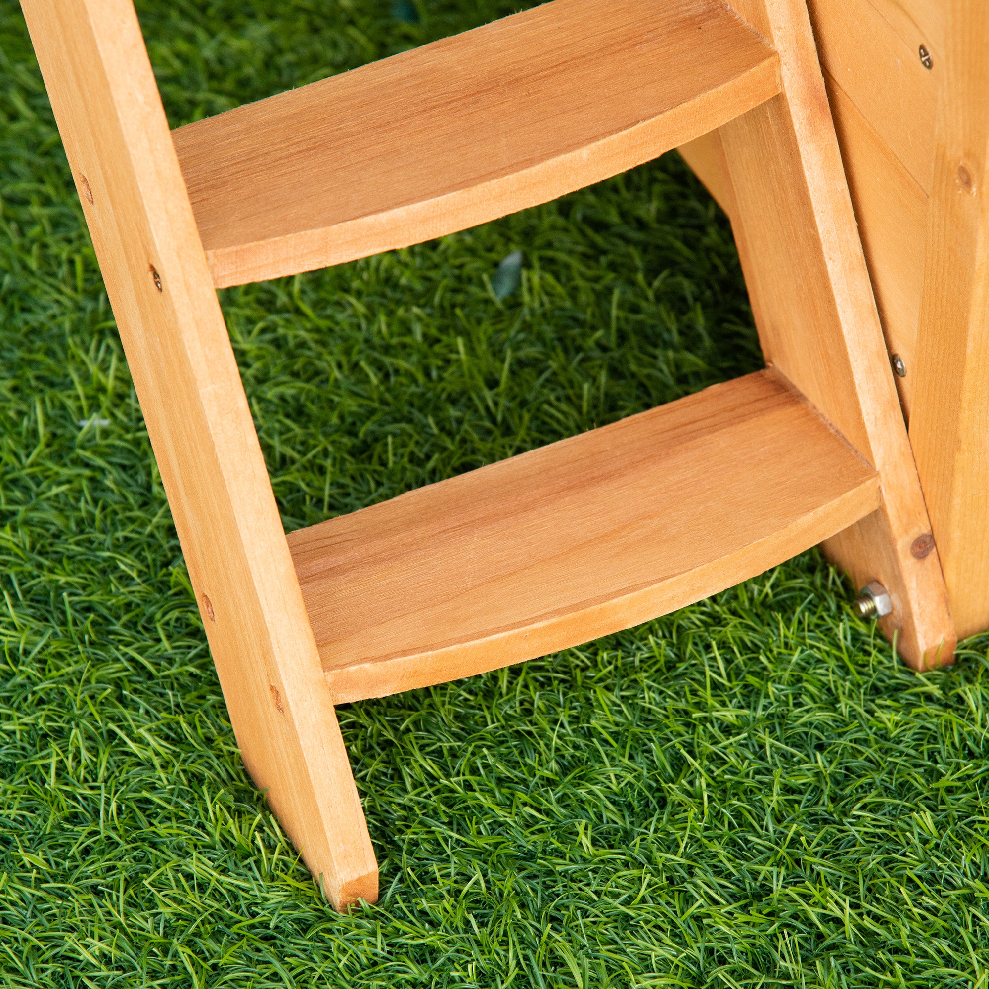 PawHut Wooden Cat House, 2-Floor Feral Cat Shelter, Kitten Condo Outdoor with Balcony, Stairs, Asphalt Roof, Natural