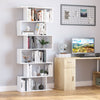 HOMCOM 6-Tiers Geometric Wooden Bookcase, Storage Display Bookshelf, S-Shaped Unit Home Divider Office Furniture, White