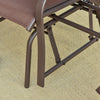 Outsunny Patio Double Glider Chair with Glass Top Center Table, Outdoor Glider Chair with High Back,  Sling Fabric for Garden, Bench, Brown