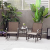 Outsunny Patio Double Glider Chair with Glass Top Center Table, Outdoor Glider Chair with High Back,  Sling Fabric for Garden, Bench, Brown