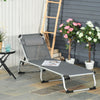 Outsunny Folding Lounge Chair, Patio Lounger with Headrest, 5-Level Adjustable Backrest, and Aluminum Frame, Grey